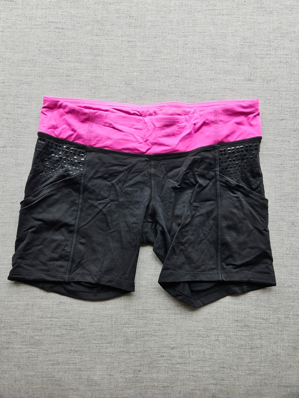 lululemon athletica Black Shorts with Bright Pink Waistband